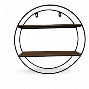 Round Black and Brown Wall Shelf